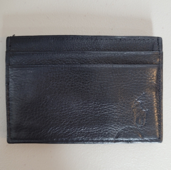 Polo Ralph Lauren Black Pebbled Leather Card Case w/ Money Clip